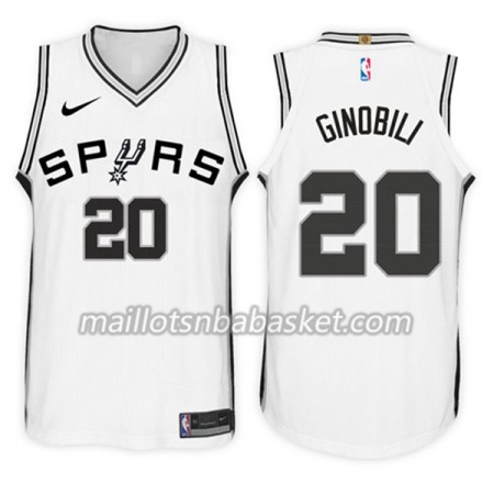Maillot Homme San Antonio Spurs Manu Ginobili 20 Nike 2017-18 Blanc Swingman